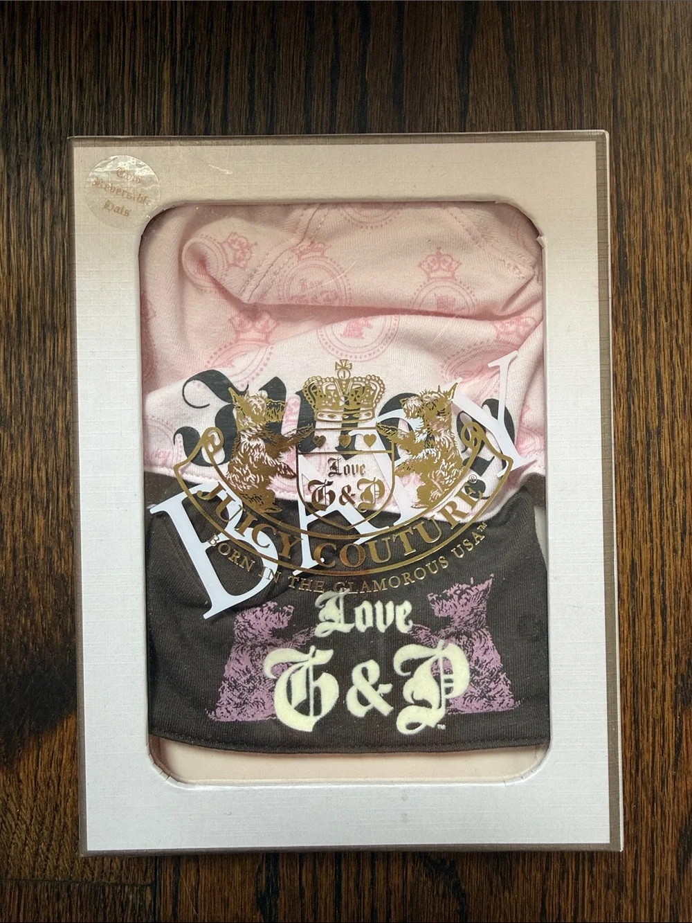 Juicy Couture Two Reversible Baby Girl Beanies 0-6 Months